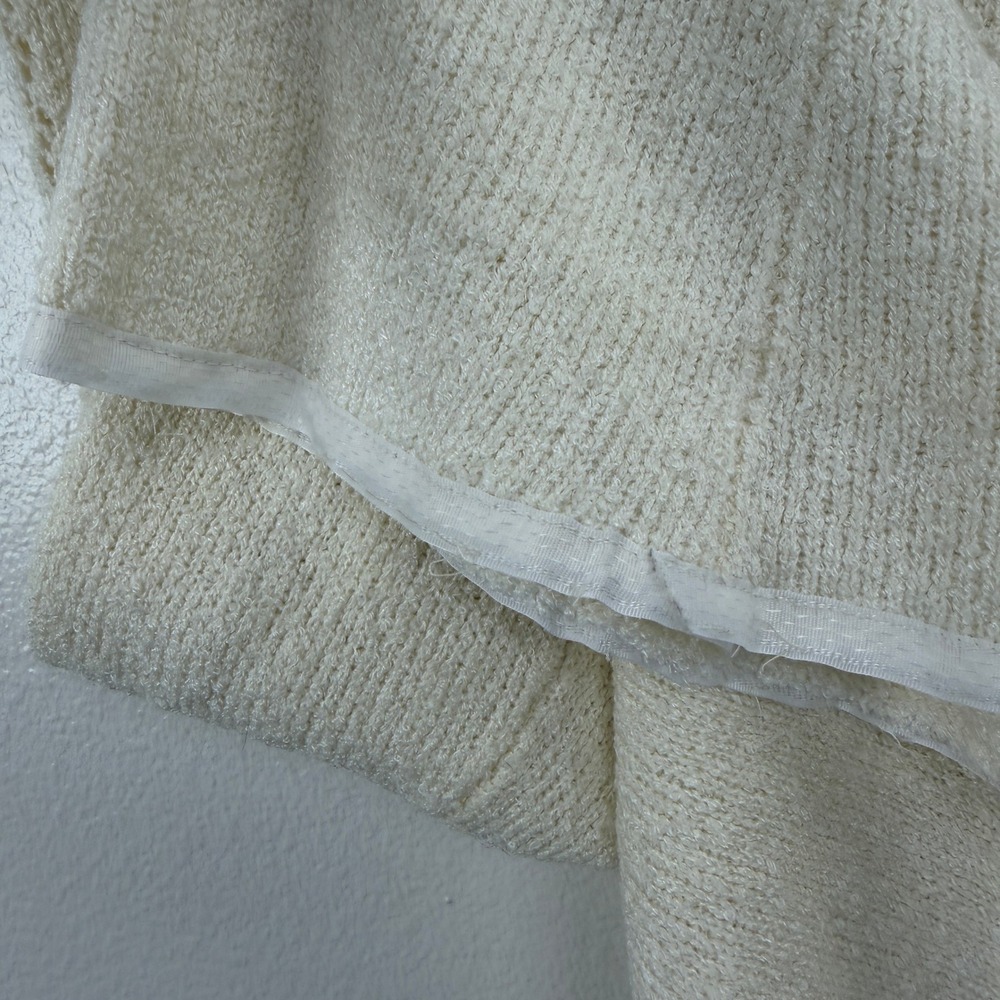 St. John Knits Dress Womens Cream Ivory Vintage Pointelle Sleeveless V-Neck FLAW - Picture 5 of 14